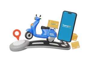 Usuario seleccionando un vehículo en la aplicación Transporter