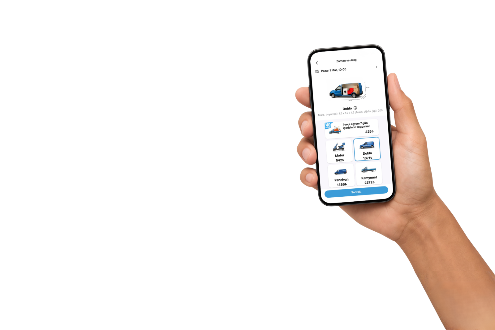 Aynı gün teslimat, parça eşya taşıma, kurye hizmeti